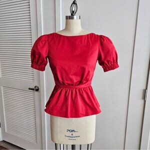 STAUD Red Peplum Open Back Top in size 4